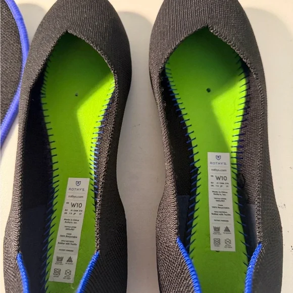 Rothy's Black Knit Ballet Flats with Subtle Blue Trim - Picture 6 of 6